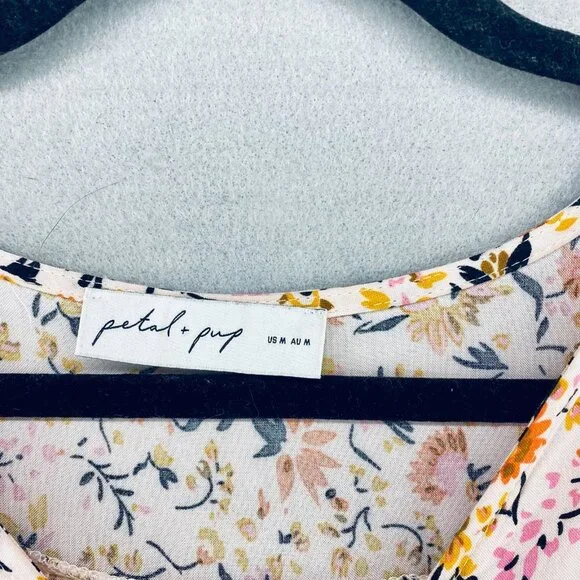 Petal Pup Cottagecore Dress Womens M Multicolor Micro Floral Tired Ruffle Maxi - Picture 7 of 16